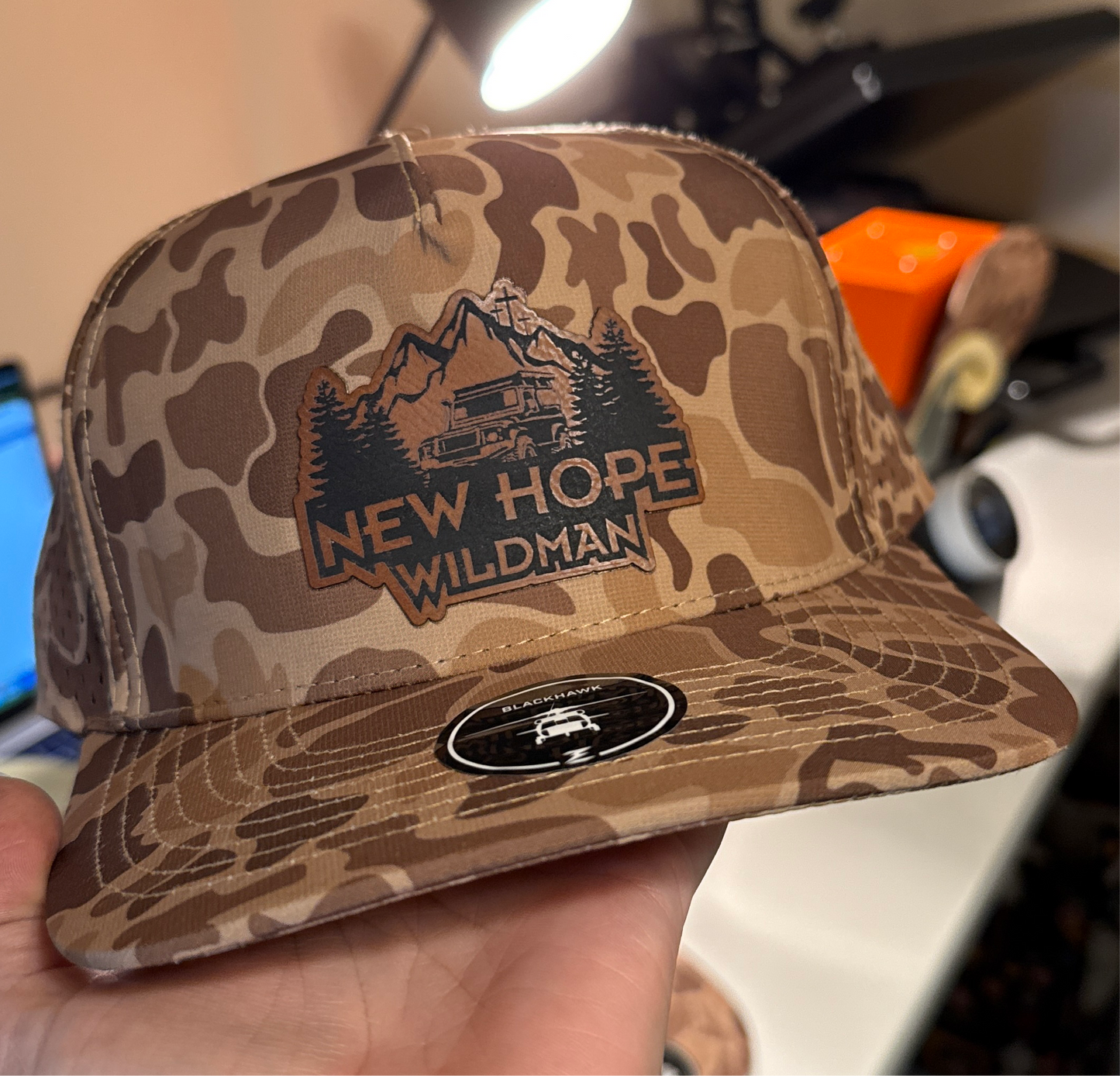 Zapped Blackhawk Hat with Customizable Leatherette Patch