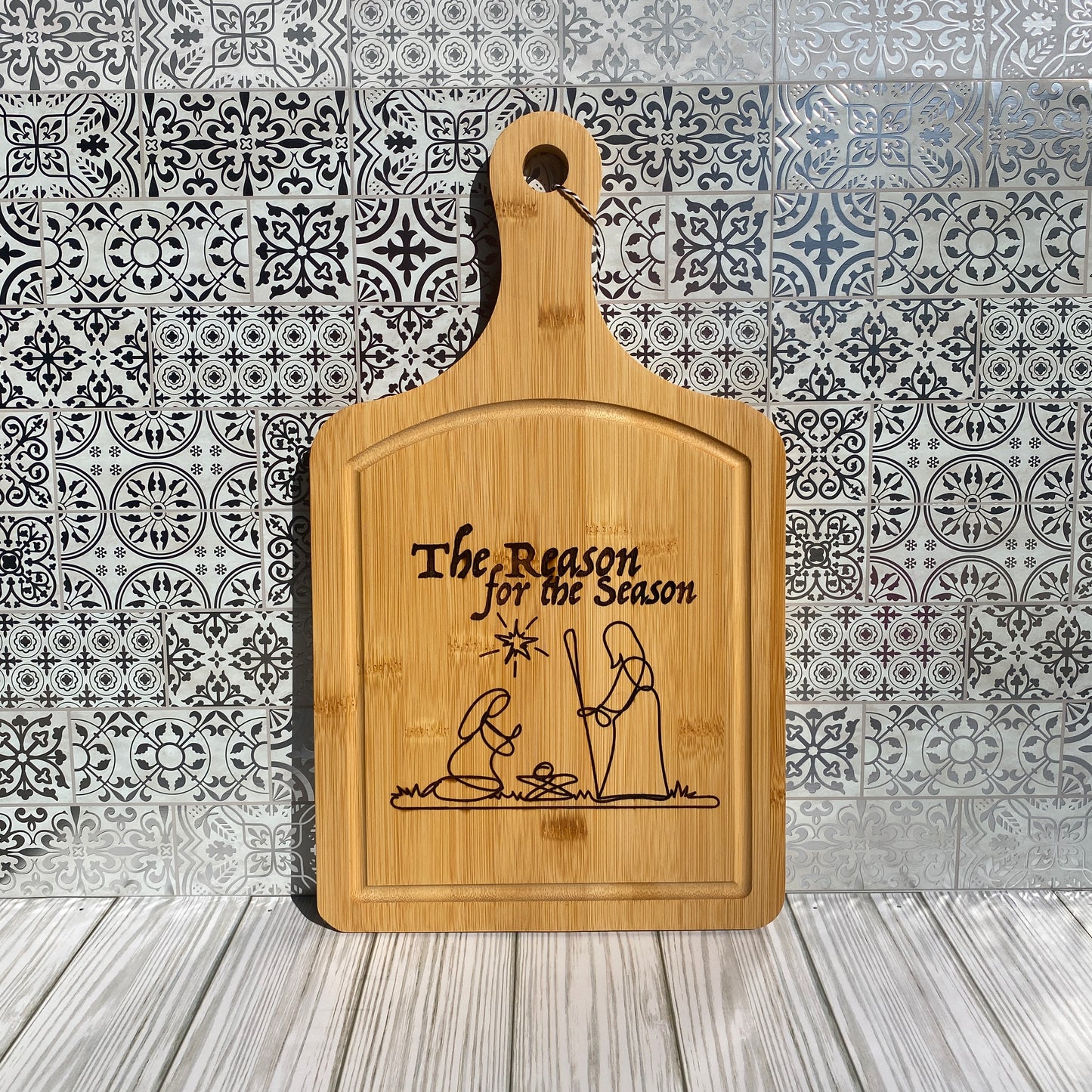 "Reason for the Season" Bamboo Decorative Paddle Cutting Board