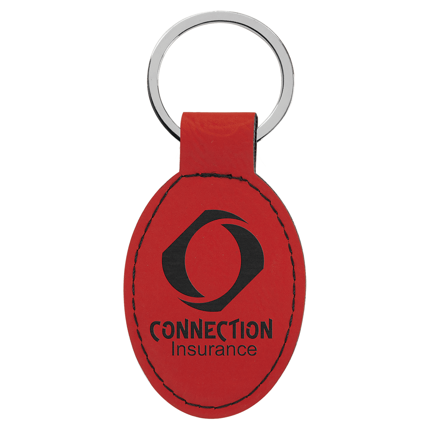 Customizable Leatherette Oval Keychain