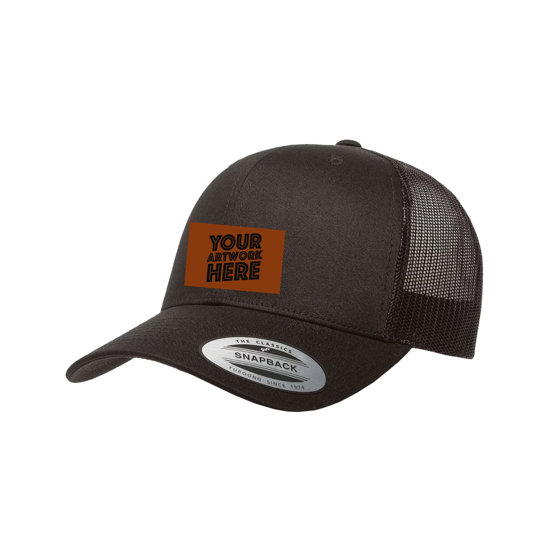 Yupoong 6066 Hat w/ custom Leatherette Patch