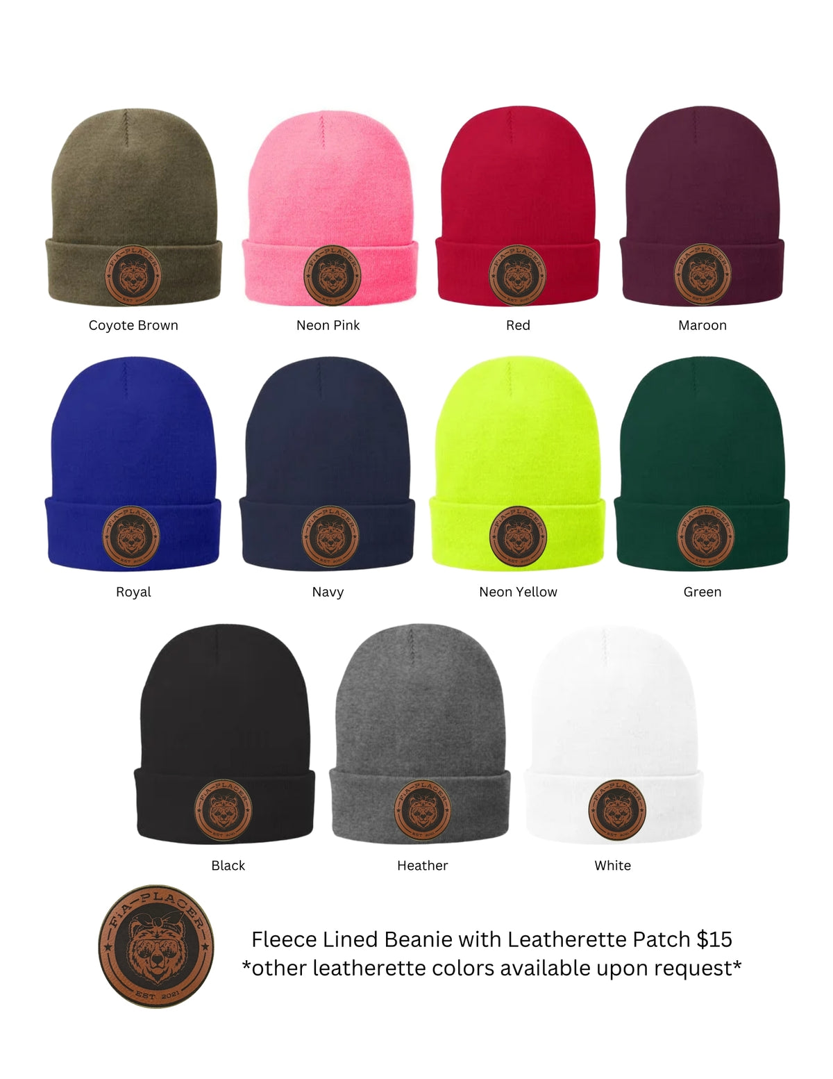 PREORDER - OTB Fleece Lined Beanie w/ Leatherette Logo Patch