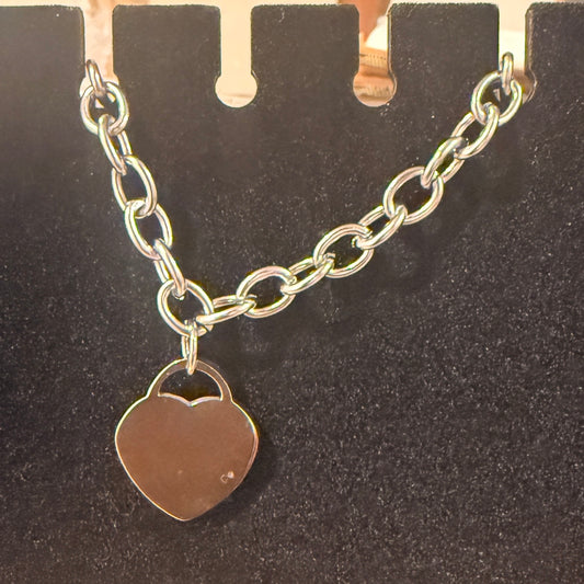 Custom Engraved Heart Chunky Chain Bracelet