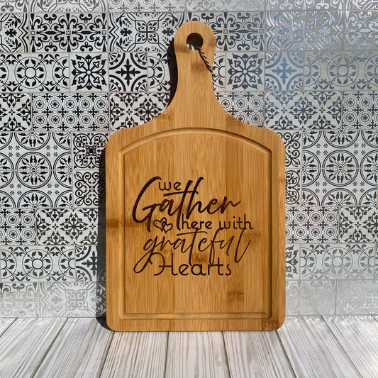 "Grateful Heart" Bamboo Decorative Paddle Cutting Board