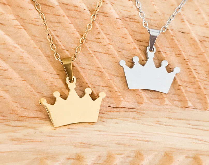 Custom Engraved Crown Necklace