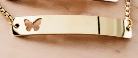 Custom Engraved Butterfly Cutout Bar Bracelet