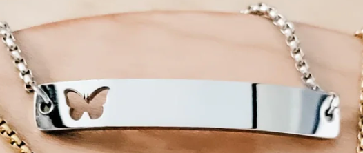Custom Engraved Butterfly Cutout Bar Bracelet