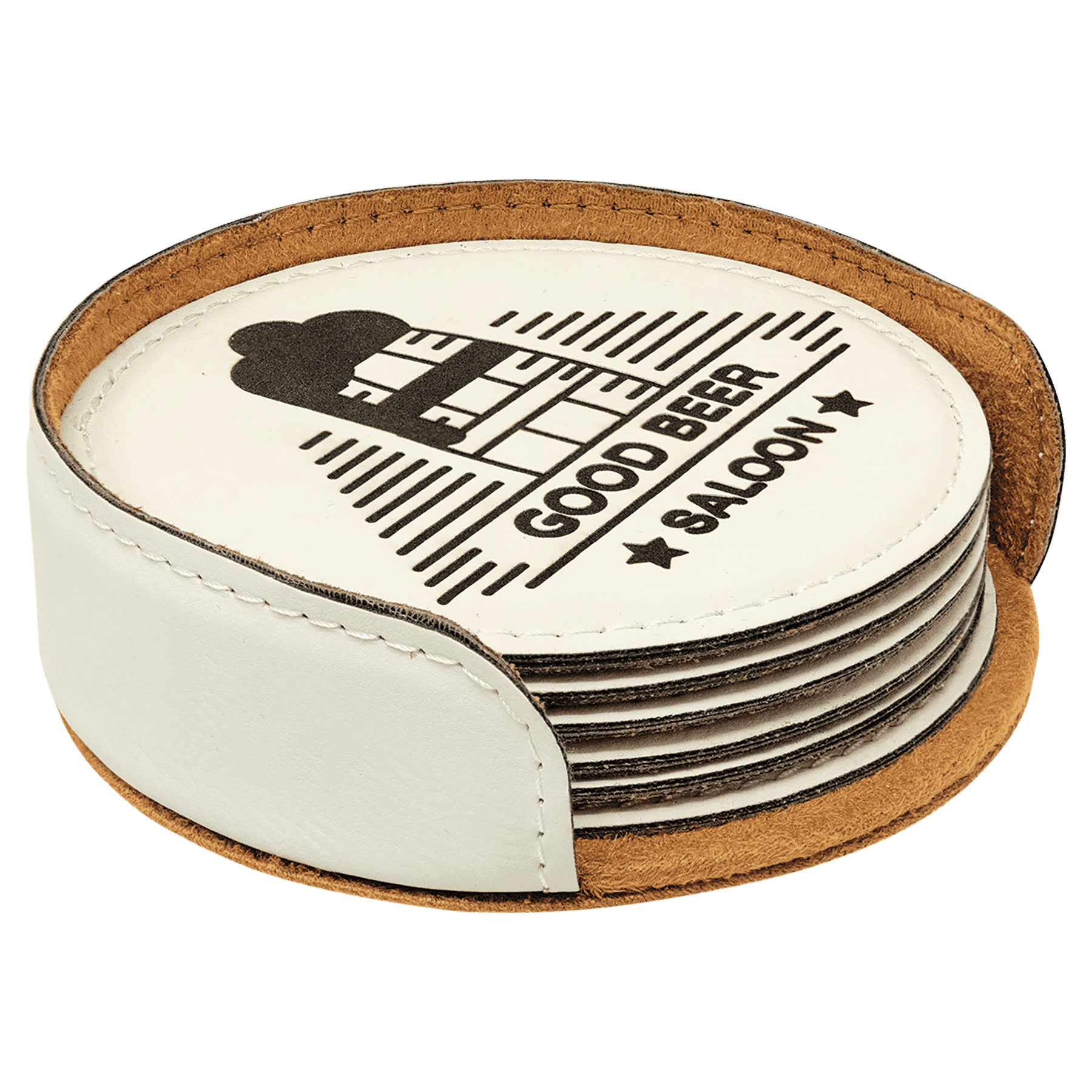Bedrock 6 Piece Leatherette Coaster Set w/ Tray