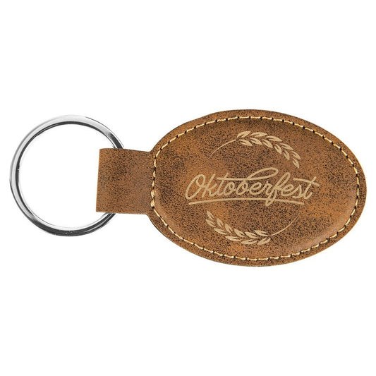 Customizable Leatherette Oval Keychain